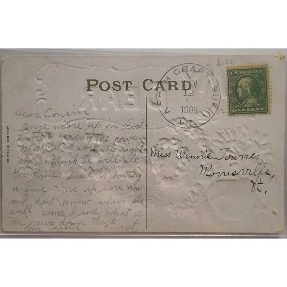 Lot Of Four Vintage Antique Embossed Postcards Flowers Father Dad Cousin